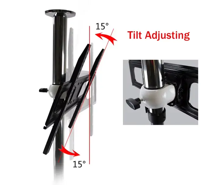 Nouveau support de montage pour TV LCD en acier inoxydable de 23 à 65 pouces rotatif dans le mur de séparation hauteur