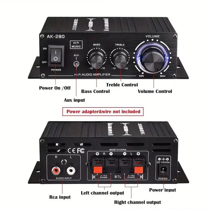 Amplificateur audio numérique stéréo AK280 Mini pour home cinéma, club, fête, musique, qualité sonor