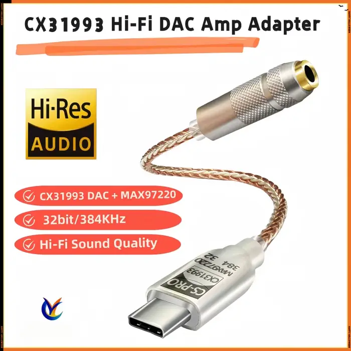 CX31993 DAC + MAX97220 AMP |   Sortie haute puissance 65 mW |   Adaptateur audio de type C vers 3,5 
