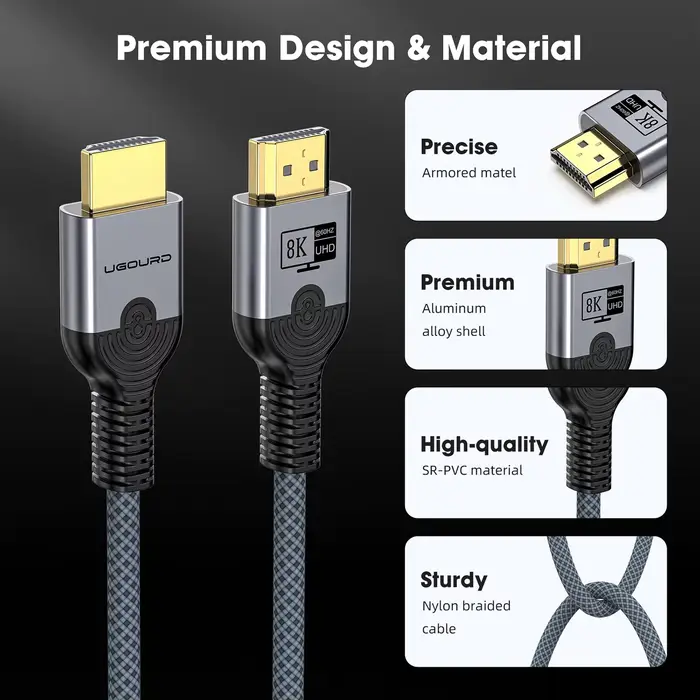 Câble vidéo 8K HDMI 2.1 haute vitesse 48Gbps dynamique HDR 8K/60Hz 4K/120Hz UHD