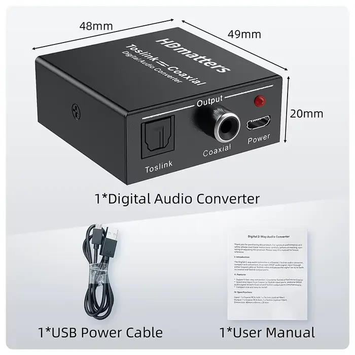 Convertisseur Audio bidirectionnel Coaxial Toslink