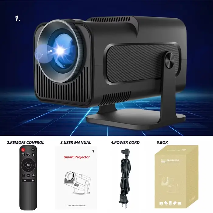 Projecteur HY320mini 4K Android 11, résolution native 1080P, 390 ANSI lumens, double Wifi 6, BT 5.0,