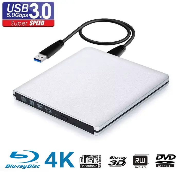 Graveur de Blu-Ray UHD 4K USB3.0, lecteur optique externe DVD, lecteur/enregistreur Blu-Ray 3D, comp