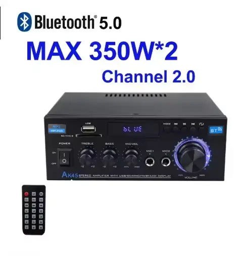 AK45 HiFi amplificateur Audio numérique Bluetooth MP3 canal 2.0 amplificateur de puissance sonore st
