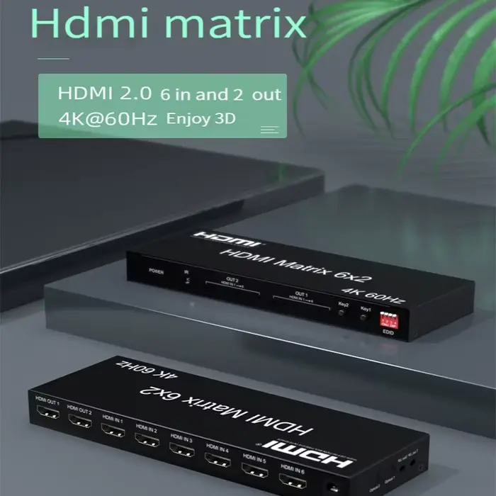 Commutateur matriciel HDMI 6x2 4K 60Hz