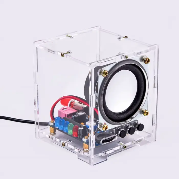 Kit d'assemblage Audio, Mini boîte de haut-parleur, Module Hu009, amplificateur 2 pouces 3w, son électronique sans fil, alimentation 5V cc, coque en acrylique