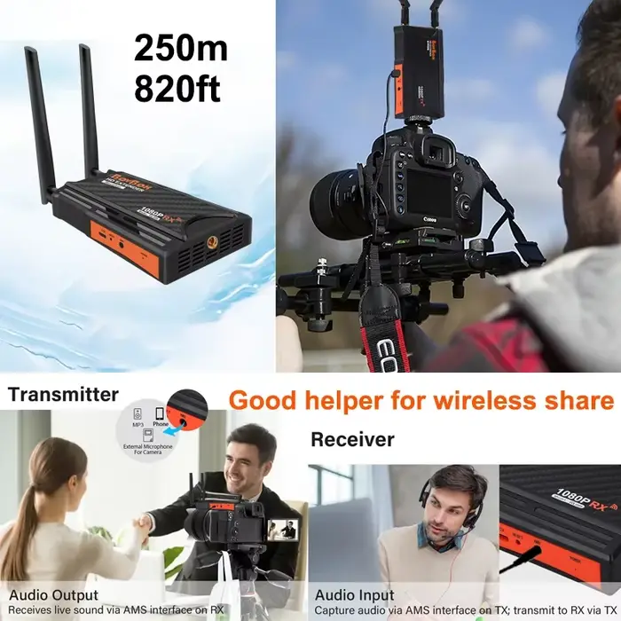 BOVBOX WL009 250m système de Transmission vidéo sans fil extension HDMI adaptateur d'affichage sans fil pour caméra Streaming en direct PC vers TV