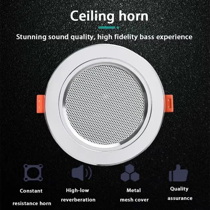 Haut-parleur de plafond de 3 pouces, 10W, système de musique de fond, salle de bains, aluminium rési