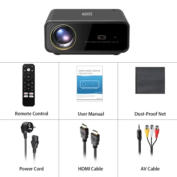 Projecteur AUN Android 14 Google TV Full HD Cinéma Portable Intelligent AI 2050 ANSI 4K LED Projecte