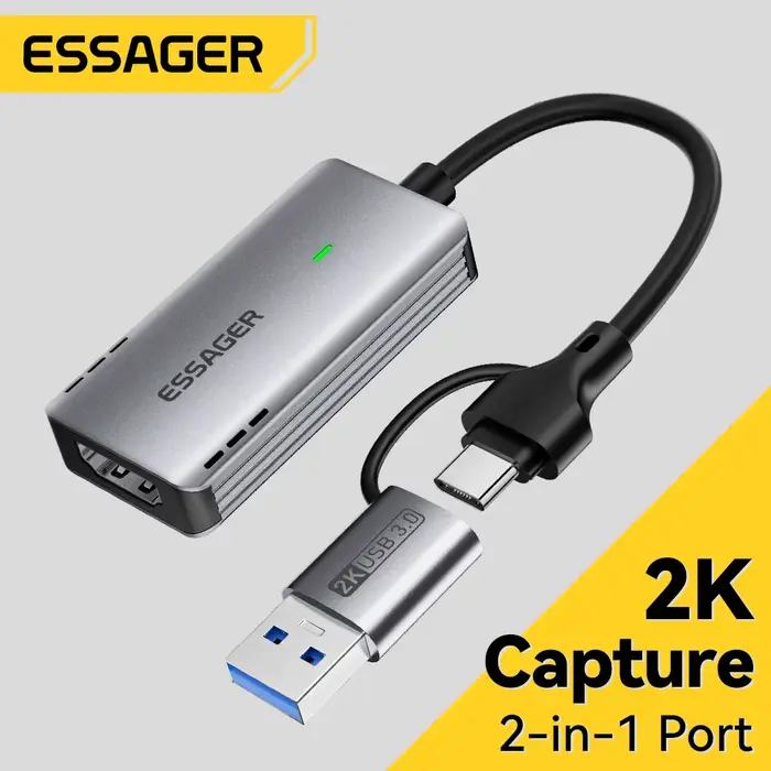 Essager 2 en 1 USB 3.0 carte d'acquisition vidéo 4K HDMI vers USB/type-c jeu diffusion en direct enregistrement pour