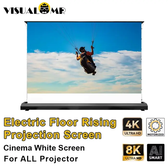 Écran de projecteur blanc de cinéma montant électrique chaud nouvellement mis à niveau 4K/8K motoris