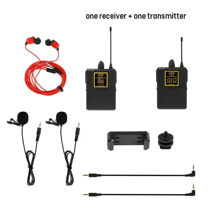 Microphone Lavalier Audio sans fil UHF, avec 30 canaux sélectionnés, portée de 50m, pour appareil ph