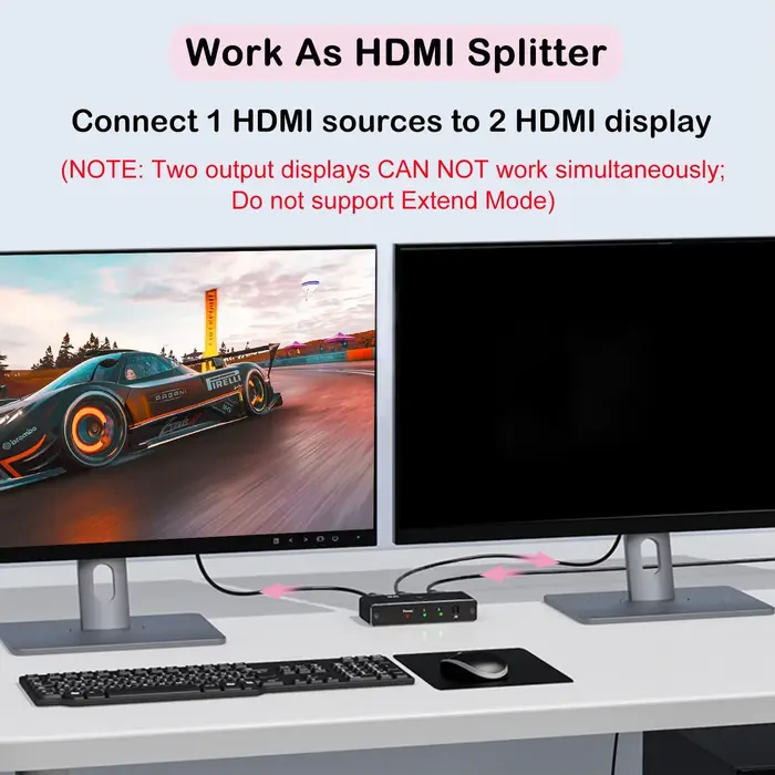 Commutateur HDMI bidirectionnel 8K 60Hz 2 en 1 sortie 4K 120Hz