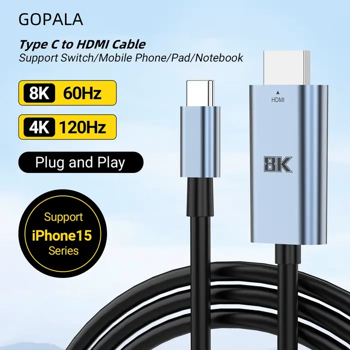 Câble de Type C vers HDMI 8k @ 60Hz 4K @ 120Hz