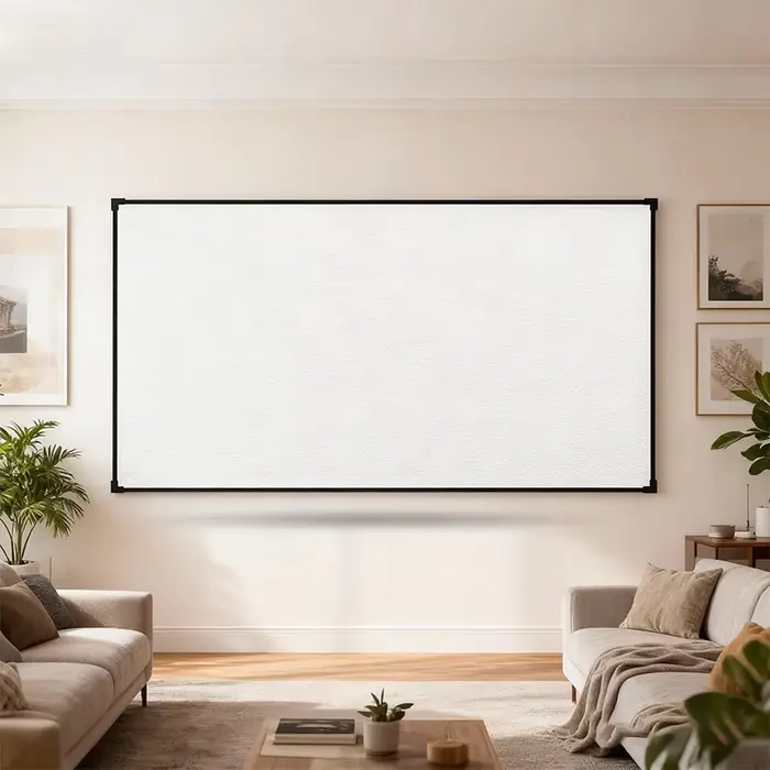 Écran de projection blanc de cinéma populaire avec cadre mince à bordure ultra étroite de 1 cm pour 