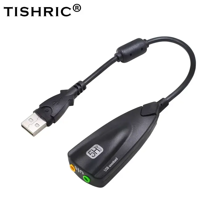 TISHRIC Promotion 5HV2 carte son usb externe 7.1 avec adaptateur d'interface audio 3.5mm pour haut-p