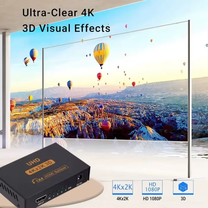 Répartiteur HDMI 1 entrée 4 sorties UHD 4K x 2K 3D
