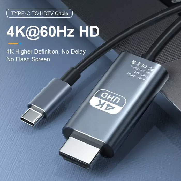 Câble 4K 60Hz TYPE C vers HDMI, adaptateur USB C vers HDTV, Compatible HDMI pour convertisseur TV Ma