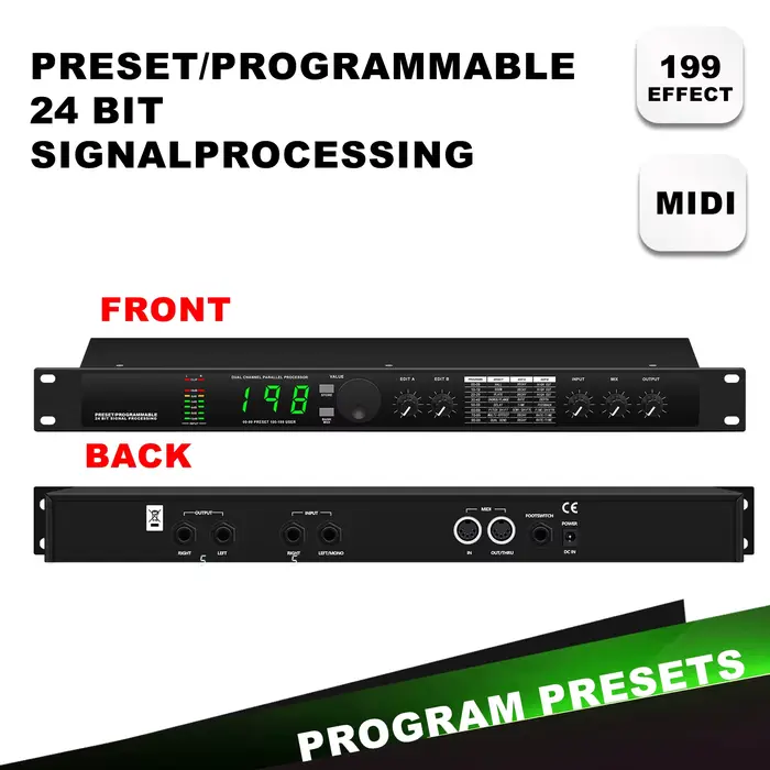Égaliseur professionnel de processeur audio de processeur DSP multi-effet de réverbération numérique