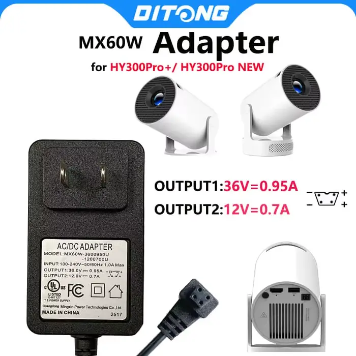 DITONG cordon d'alimentation pour projecteur 1m/3m adaptateur