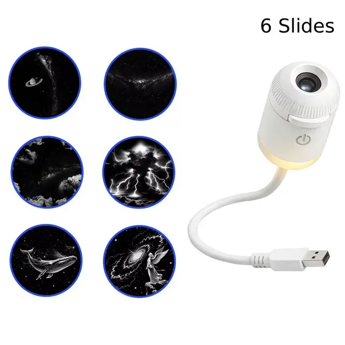 Projecteur portable compact 2-en-1 pour Galaxy et veilleuse chaude pour adultes, alimenté par USB av