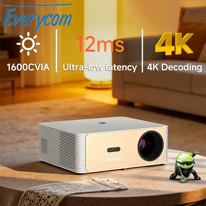 Projecteur Everycom NeoVue 1080P natif, luminosité 1600 CVIA, mise au point automatique, Full HD, dé