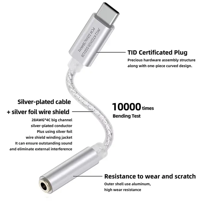 JCALLY JM12 amplificateur d'oreille puce DAC Audio haute résolution/DSD128 KT02H20 type-c à 3.5mm 32Bits 384KHz