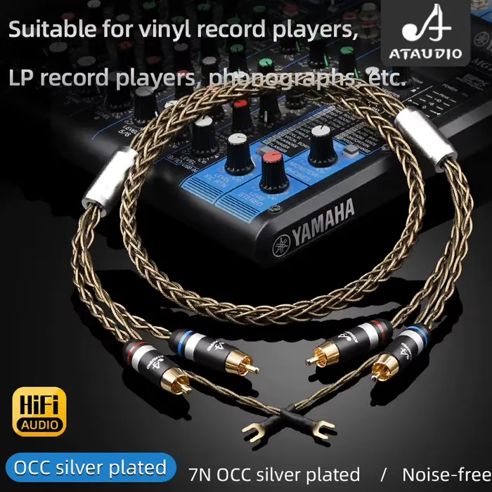 Câble audio ATAUDIO 2RCA avec fil de terre 7N OCC plaqué argent