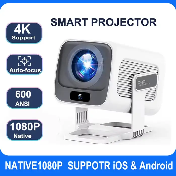 Huaweishi 4K projecteur Android natif Portable 1080P 600ANSI Auto FocusVideo home cinéma extérieur hd led Projetor