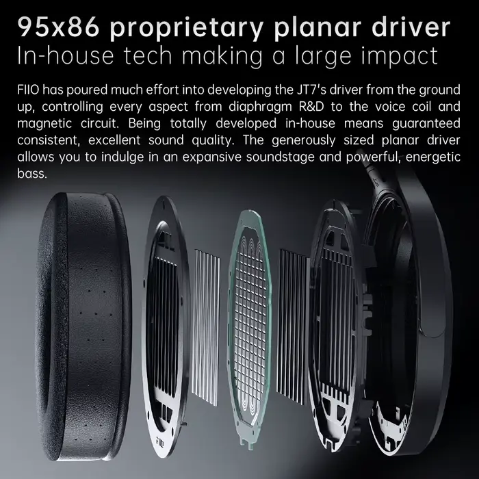 Casque audio magnétique planaire FiiO JT7 avec un design de transducteur