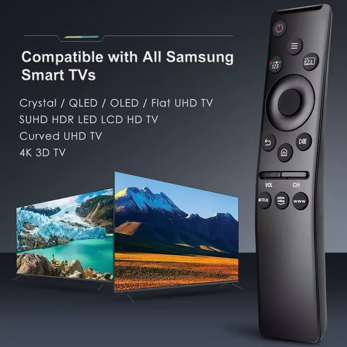 Télécommande universelle pour téléviseurs intelligents Samsung LED QLED UHD SUHD HDR LCD HDTV 4K 8K 3D avec boutons pour Netflix Prime Video WWW