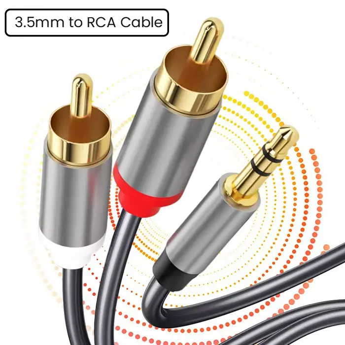 Câble audio RCA plaqué or 24 carats, mâle vers mâle, stéréo, haut-parleur stéréo, adaptateur, 3.5mm 