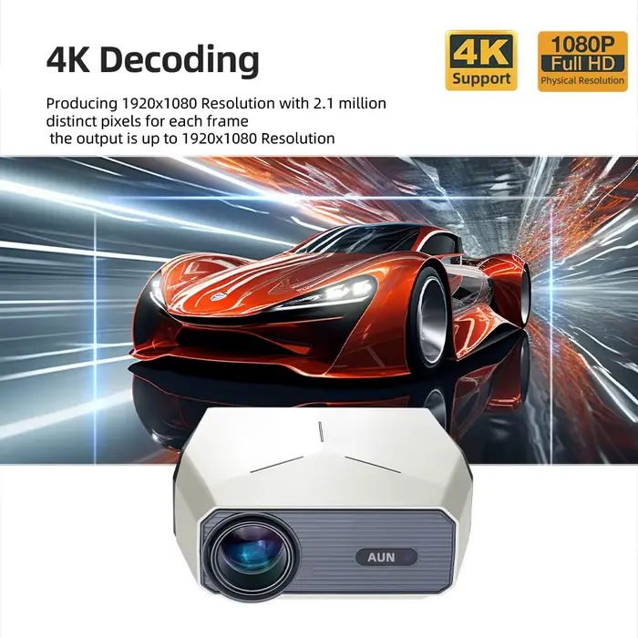 AUN A004 Pro Android projecteur Portable Full HD Home cinéma 4K décodage de film 1080P vidéoprojecteur mise au point électrique 3D MINI théâtre