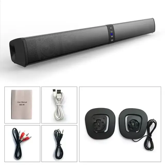 Barre de son sans fil Bluetooth, puissante, son 3D, pour home cinéma, avec entrées Aux 3.5mm, RCA, c