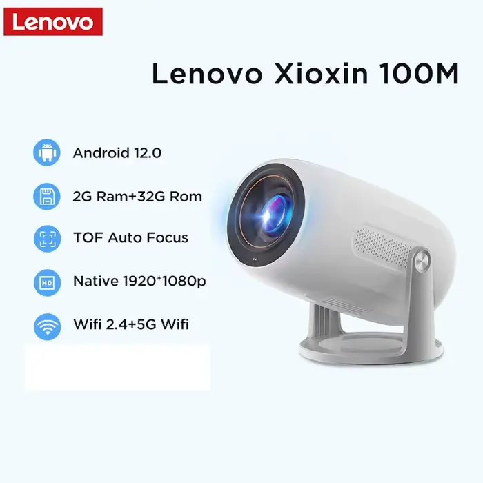 Lenovo – projecteur vidéo Portable 4K, 100M, Android 12, WIFI 6, TOF, mise au point automatique sans