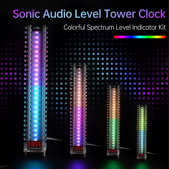 Voix Contrôlée Audio Niveau Tour Électronique Cristal Colonne Production Kit De Soudage Voix Contrôlée Musique Spectre DIY Spectre