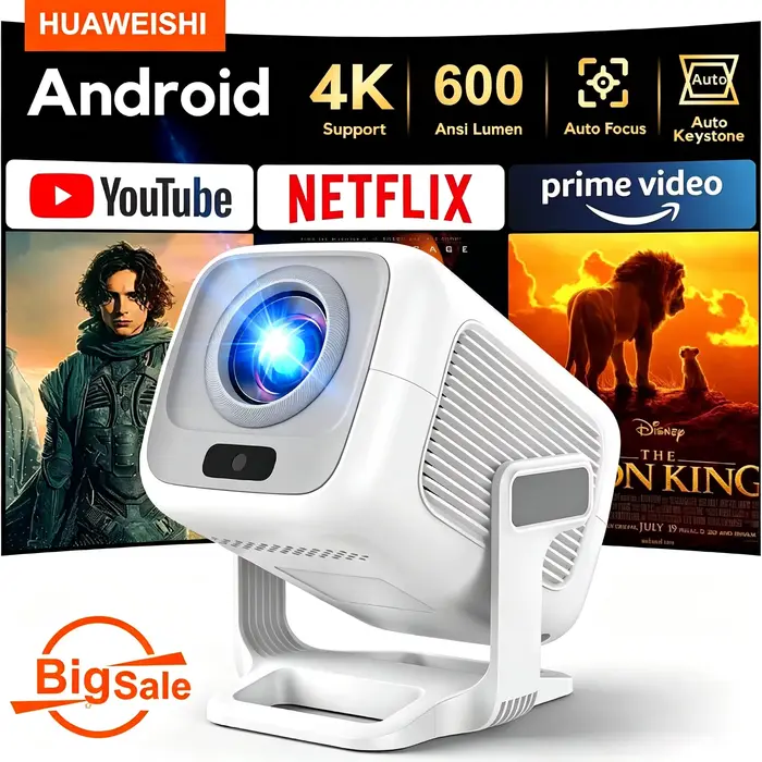 Projecteur Huaweishi X3 Plus 2026 Android 4K Natif Portable 1080P Mise au Point Automatique Vidéo Cinéma Maison Extérieur HD LED HY320