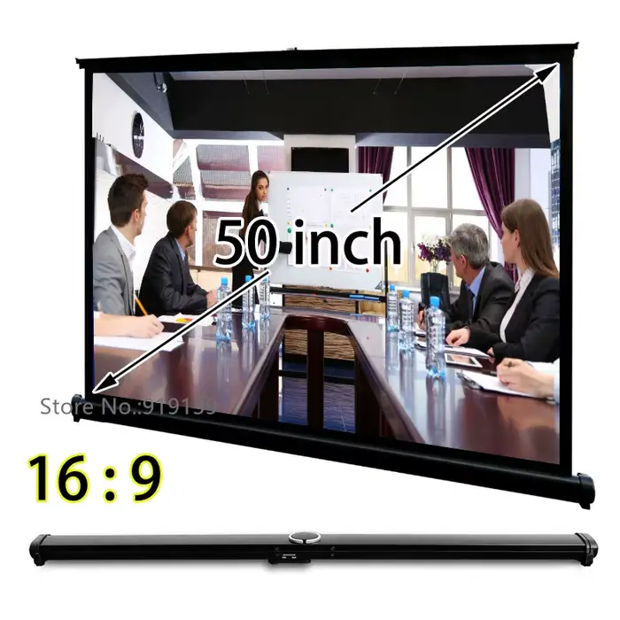 Mini écran de Projection facile à ouvrir, écran large Ultra HD 3D de 50 pouces, 16x9, pour réunion c