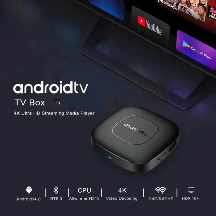 Boîtier TV Home Cinéma Intelligent Mortal T1 2024 Bluetooth Google Assistant Android 13 Allwinner H313 2.4G&5G Wifi 4K HDR10 Netflix