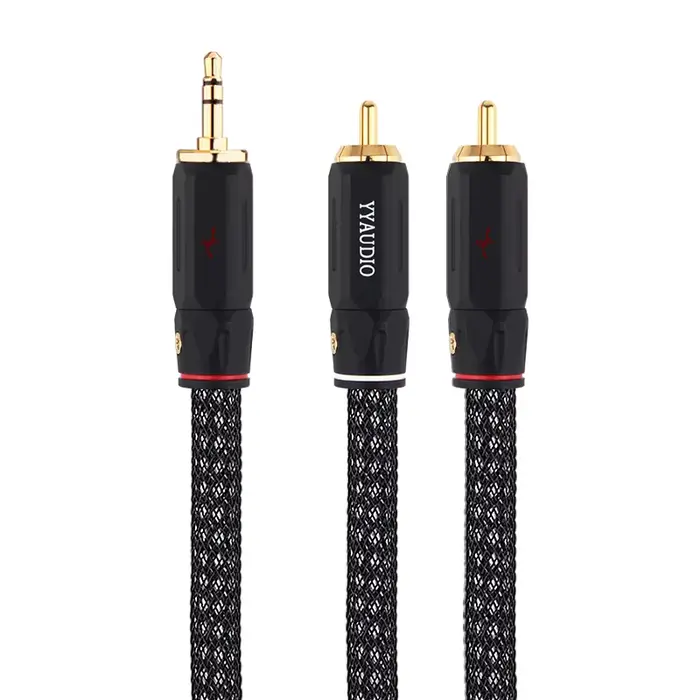 Câble Audio Hifi 3.5mm jack vers 2RCA OCC plaqué argent Aux 3.5 Y séparateur câble Audio pour amplif