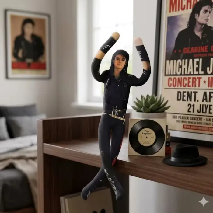 Poupée en peluche Michael Jackson avec structure métallique