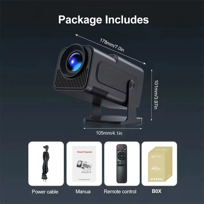 Projecteur KaiAqua HY320mini Android 11 390ANSI HD 4K Natif 1080P Double Wifi6 BT5.0 Niveau Cinéma P