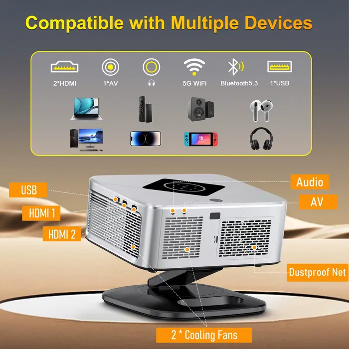 Projecteur HORLAT 40000 Lumens Android TV Full HD 1080P