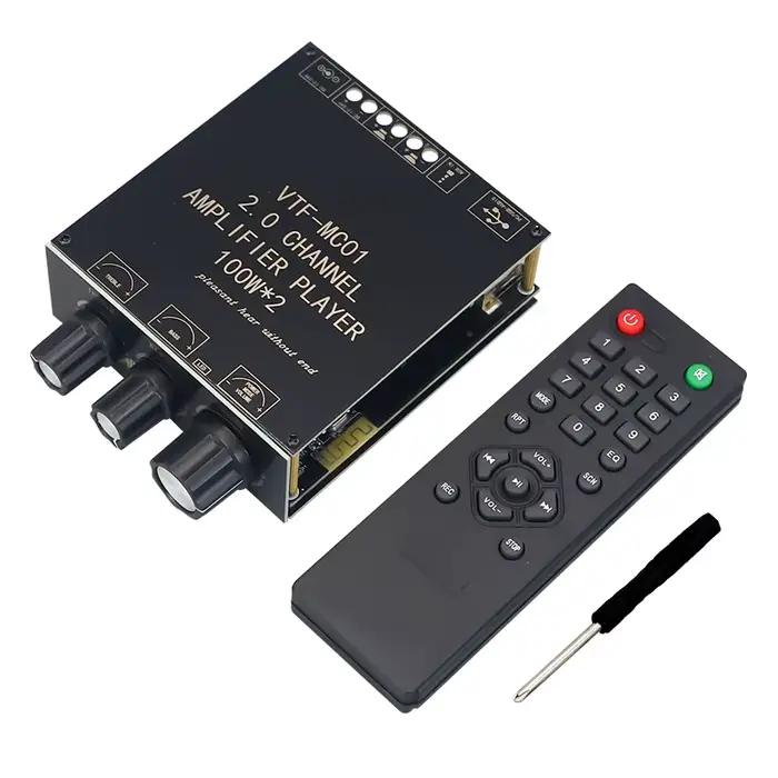VIRE 2*100W double canal Bluetooth 5.3 carte amplificateur de puissance numérique 2.0 canaux stéréo caisson de basses