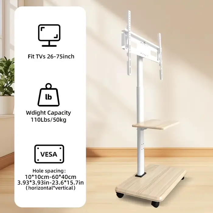 Meuble TV roulant au sol avec roulettes