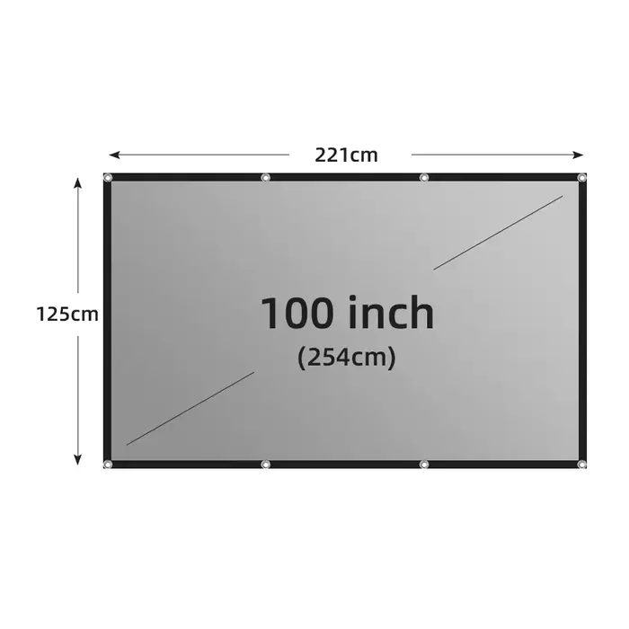 Écran de projecteur 1000-130 pouces métal gris Anti-lumière 16:9 bordure noire Portable avec trous é