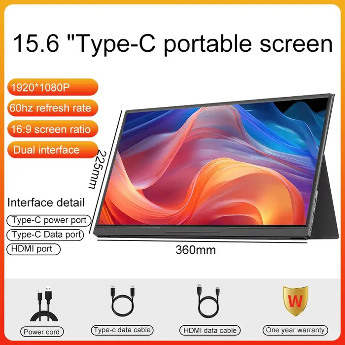 Moniteur Portable 15.6 pouces, 120Hz/RGB100%, écran tactile avec trou VESA, affichage étendu pour té