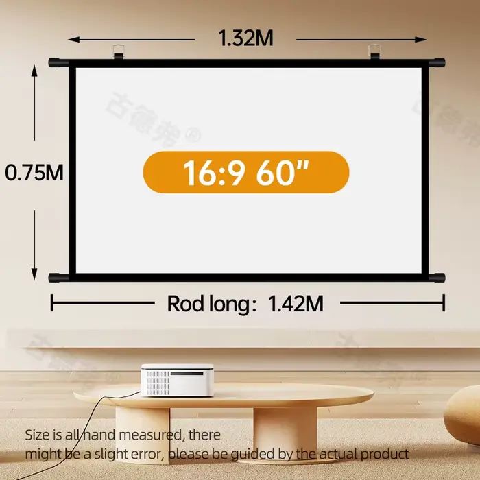 XMJM 60/72/84/100/120 pouces d'épaisseur écran de projecteur HD 16:9 écran de Projection domestique 