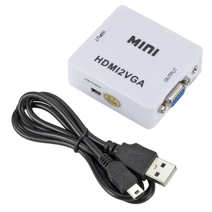 Convertisseur HDMI vers VGA avec prise en charge audio, adaptateur vidéo HD 1080P compatible avec PC