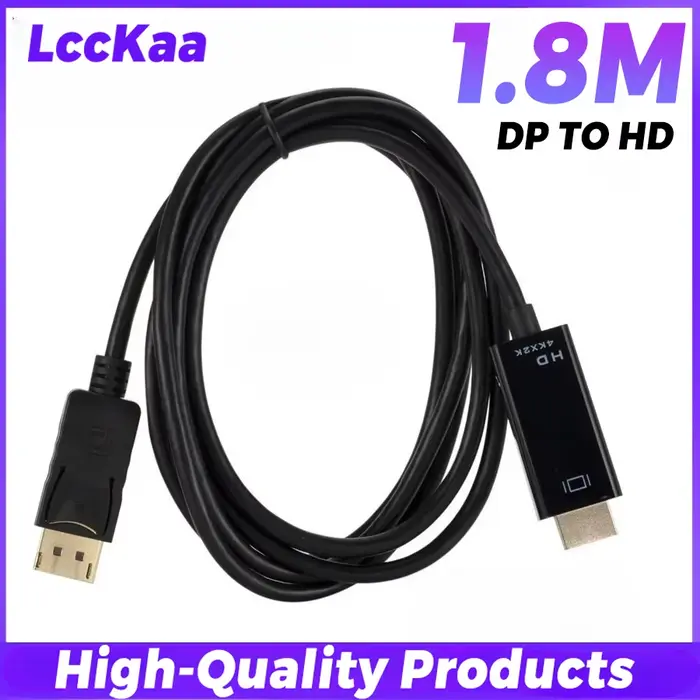 Câble compatible DP vers HDMI de 1.8M, adaptateur DisplayPort vers HD 4k mâle vers femelle, converti